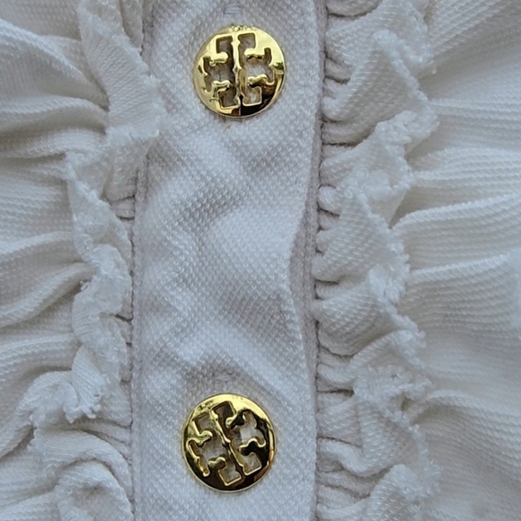Tory Burch White Ruffle Button Blouse - Picture 6 of 7